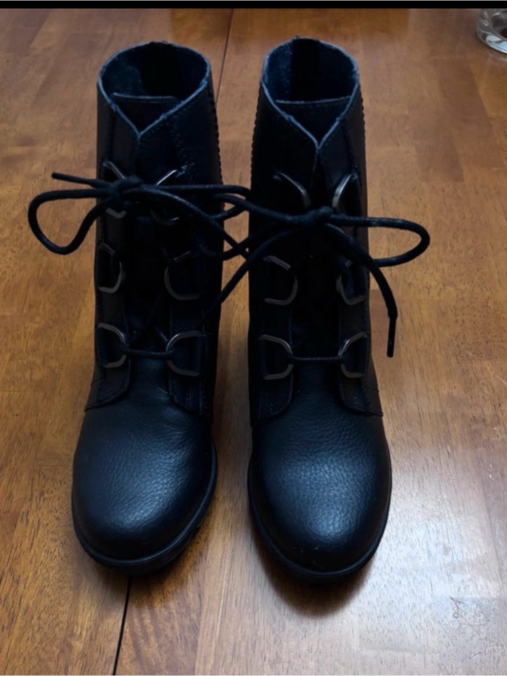 Kids Sorel Black Lace-Up D-Ring Ankle Boots
